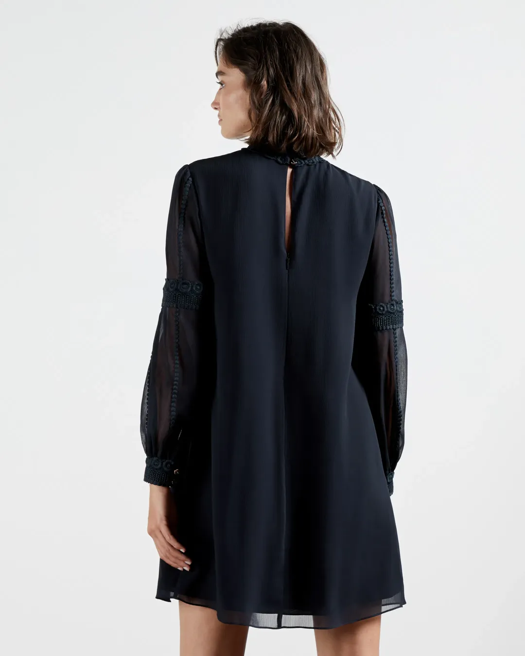 Ted Baker Georrgi Embroidered Mini Dress Navy Size 4 for rent on The Volte - main image