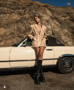 The Mannei Khazali Tailored Leather Blazer Beige Size 8 for rent on The Volte - image 10