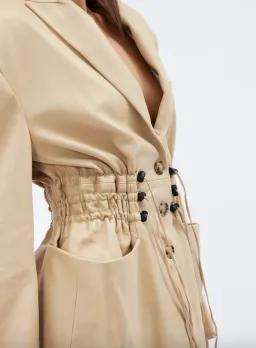 The Mannei Khazali Tailored Leather Blazer Beige Size 8 for rent on The Volte - image 7