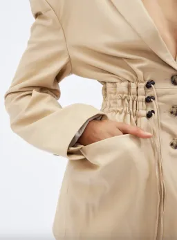 The Mannei Khazali Tailored Leather Blazer Beige Size 8 for rent on The Volte - image 6