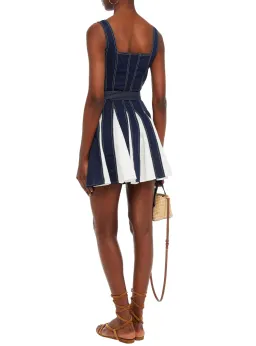 Leo and Lin Belted Two-Tone Linen and Cotton-Blend Mini Dress Multi Size AU 10 for rent on The Volte - image 2