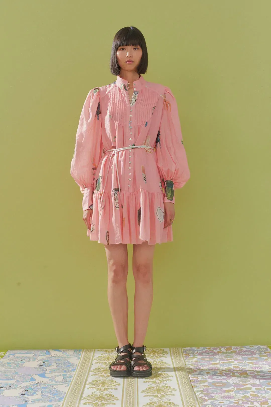 Alemais Cleo Smock Mini Dress Pink Size 10 for rent on The Volte - main image