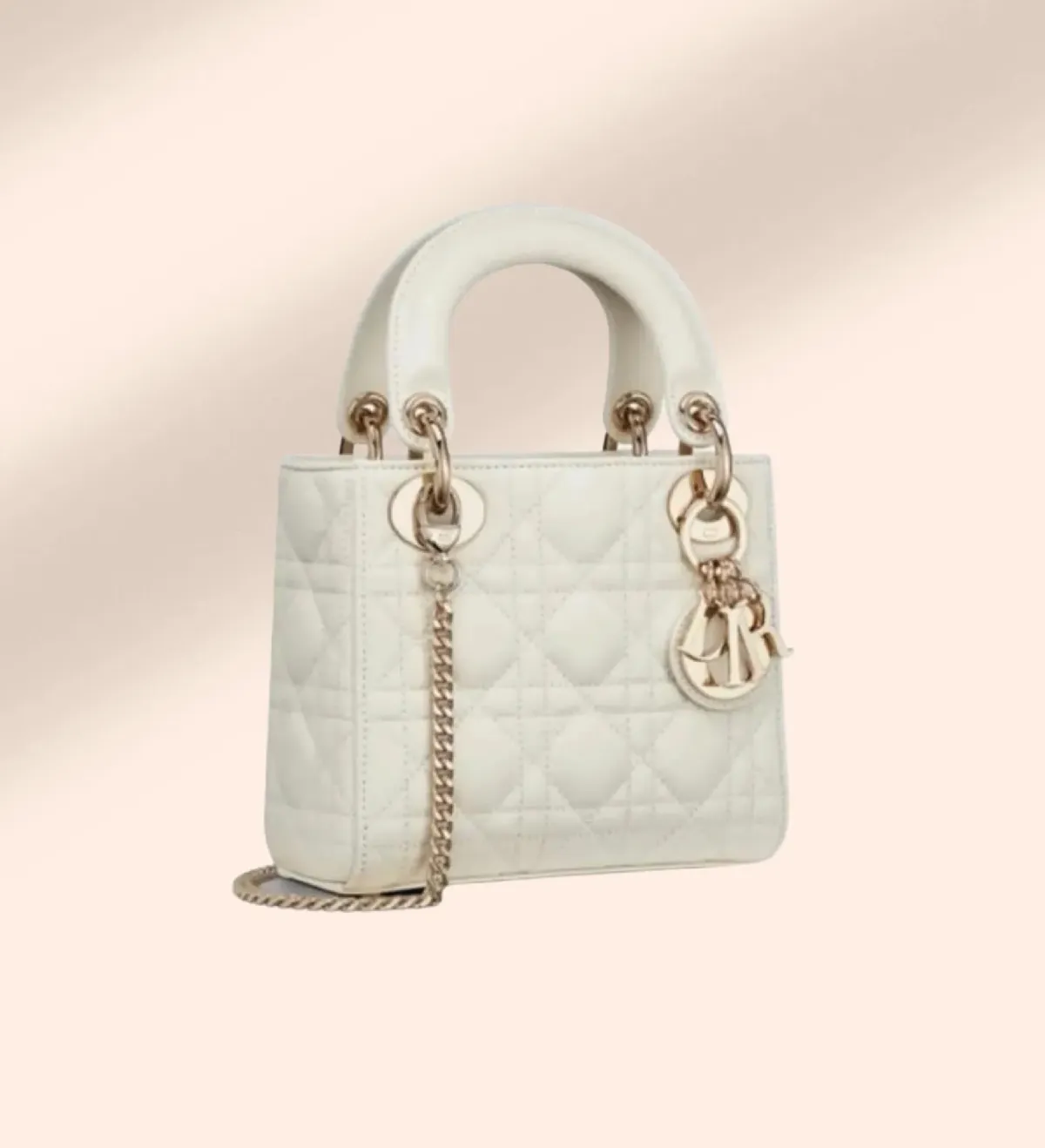 Christian Dior Mini Lady Dior Latte Cannage Lambskin - Image 1
