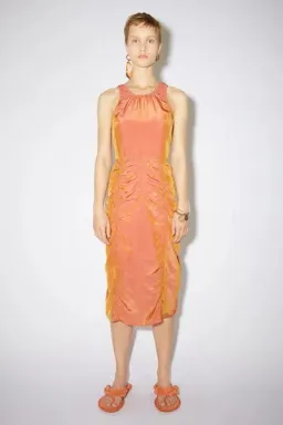 Acne Studios Iridescent Ruched Midi Dress Orange Size 36 / Au 8 for rent on The Volte - image 2