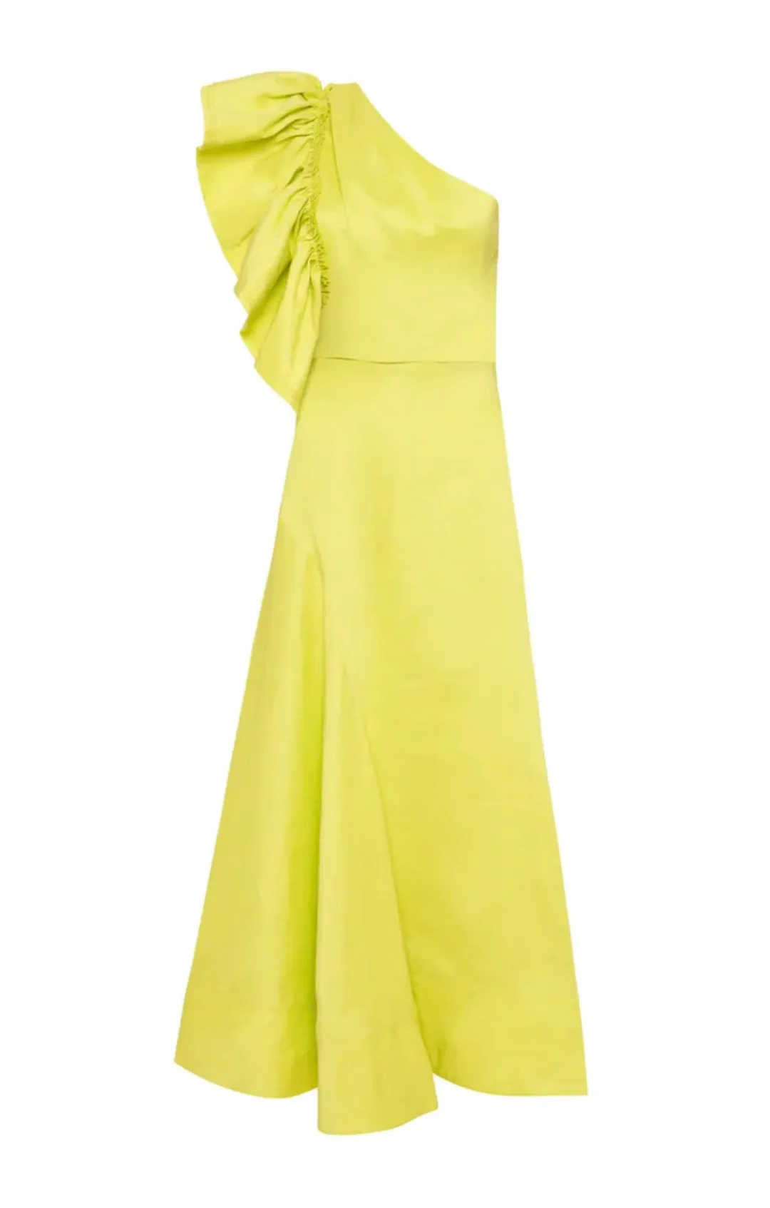 Aje Bonjour Asymmetric Midi Dress Lime Green Size 8 for rent on The Volte - main image