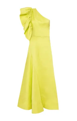 Aje Bonjour Asymmetric Midi Dress Lime Green Size 8 for rent on The Volte - image 6