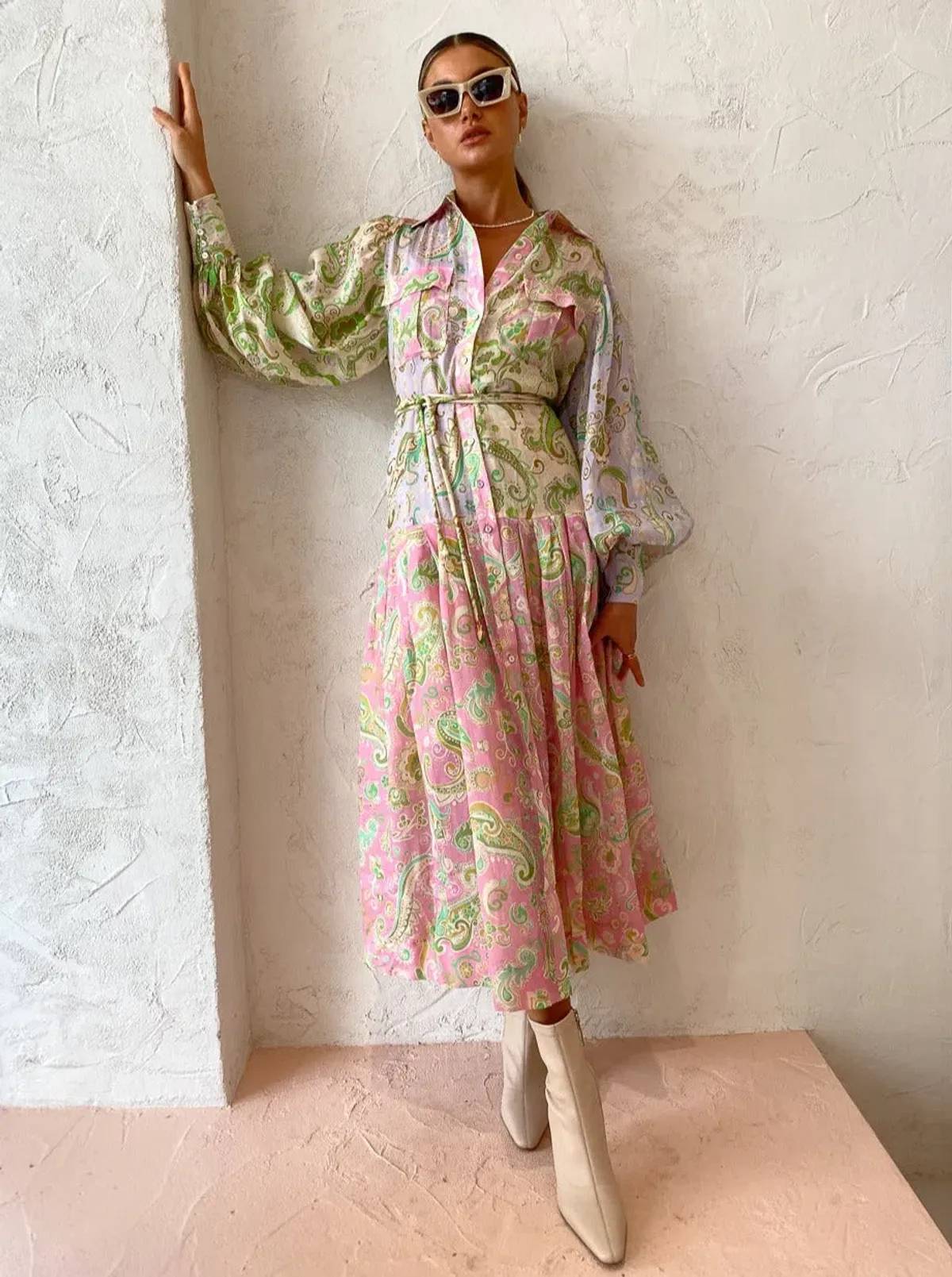 Alemais - Marta Patchwork Shirt Dress Print - Size 12 - Image 2