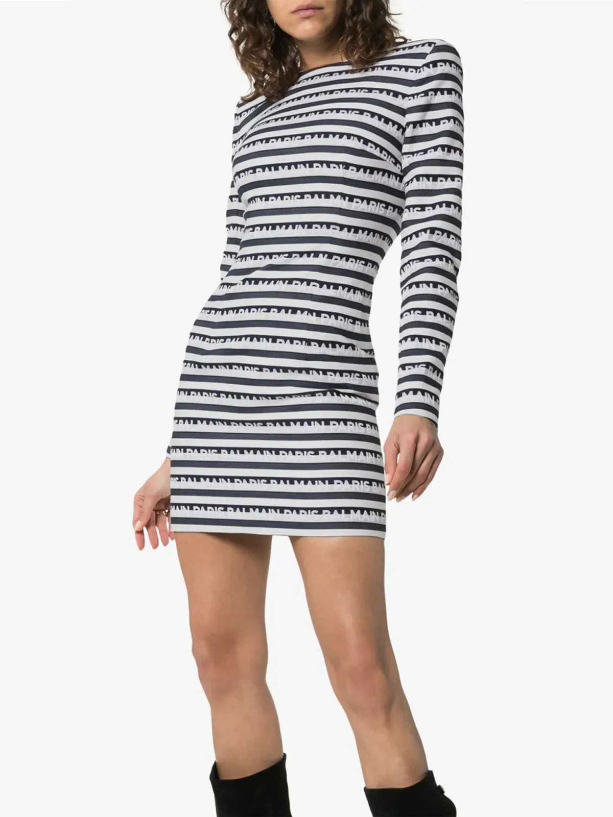 Balmain Mini Striped Jacquard Logo Dress Print Size 38 / AU 8 - Image 2