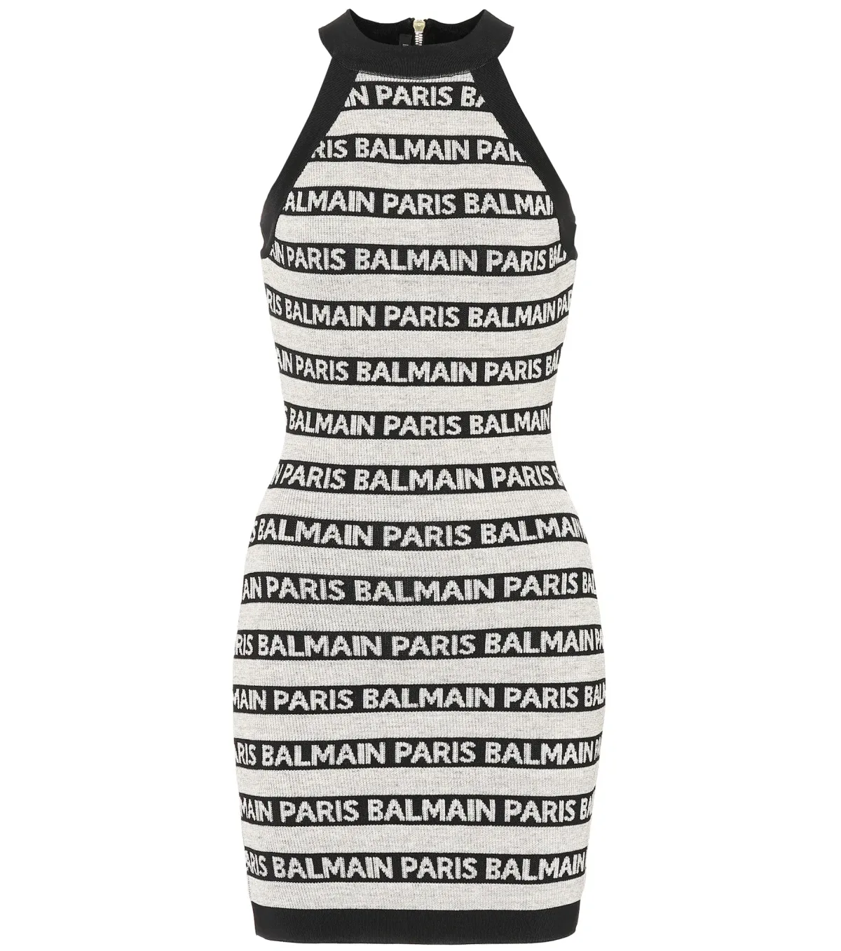Balmain Logo Intarsia Knitted Mini Dress in Black/White Size 8 - Image 3