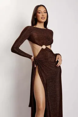 Meshki Christina Gown Brown Size 8 for rent on The Volte - image 2