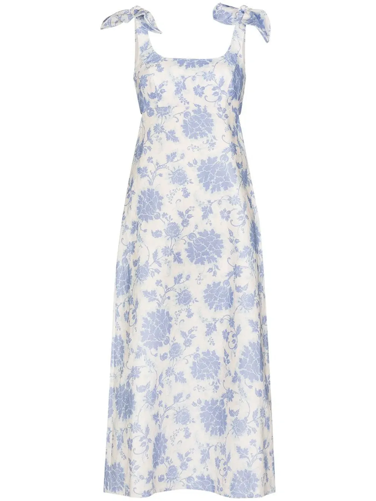 Zimmermann Postcard Tie Shoulder Midi Dress Blue Tonal Floral Size 0 / AU 8 - Image 4