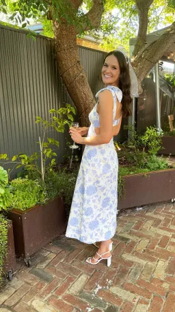 Zimmermann Postcard Tie Shoulder Midi Dress Blue Tonal Floral Size 0 / AU 8 for rent on The Volte - image 3