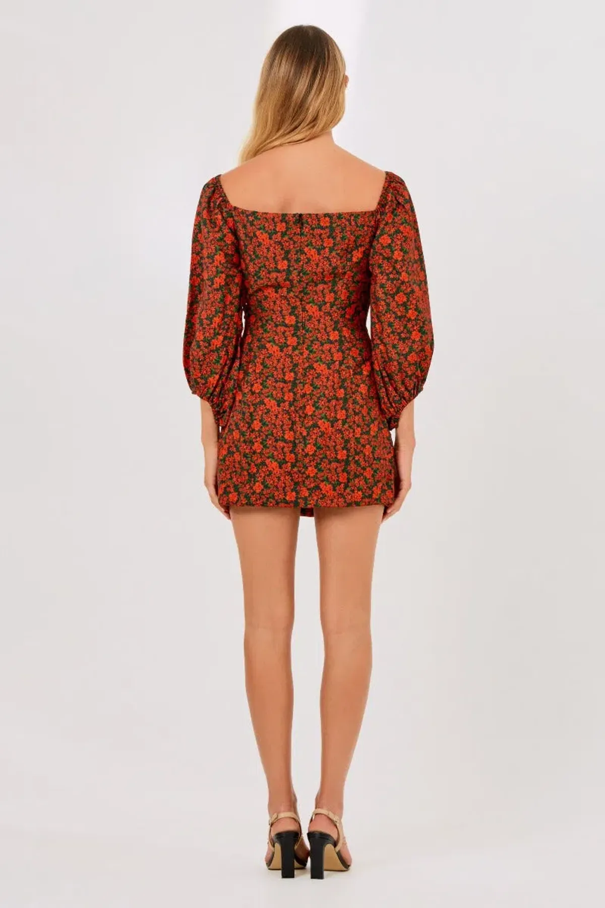 Finders Keepers Yasmin Long Sleeve Mini Dress Black Blossom Print Size 4 - Image 4