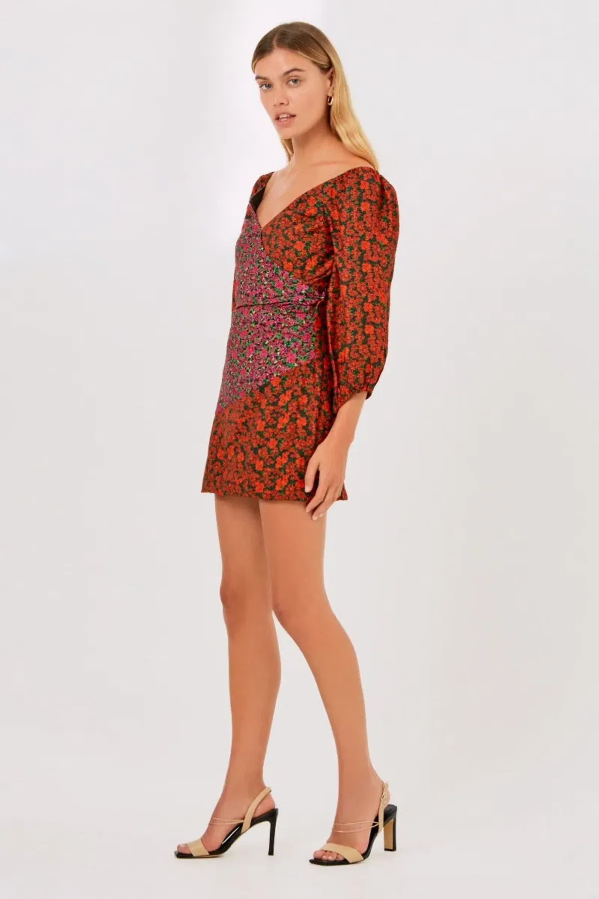 Finders Keepers Yasmin Long Sleeve Mini Dress Black Blossom Print Size 4 - Image 3