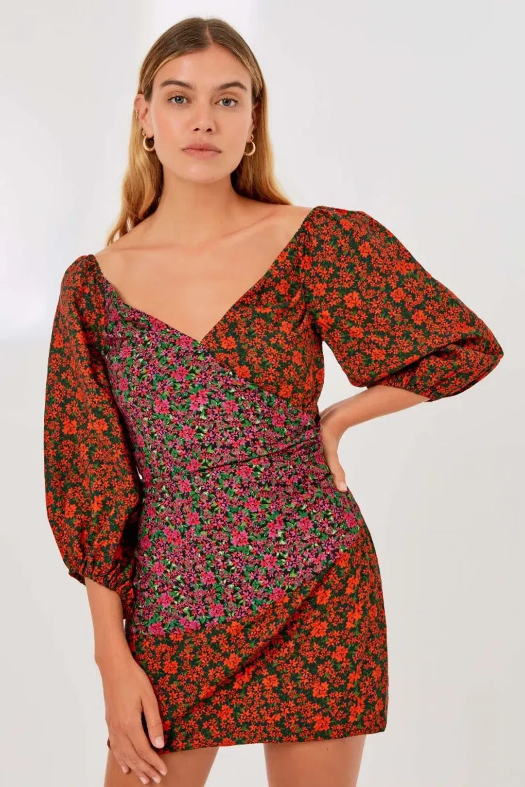 Finders Keepers Yasmin Long Sleeve Mini Dress Black Blossom Print Size 4 for rent on The Volte - main image