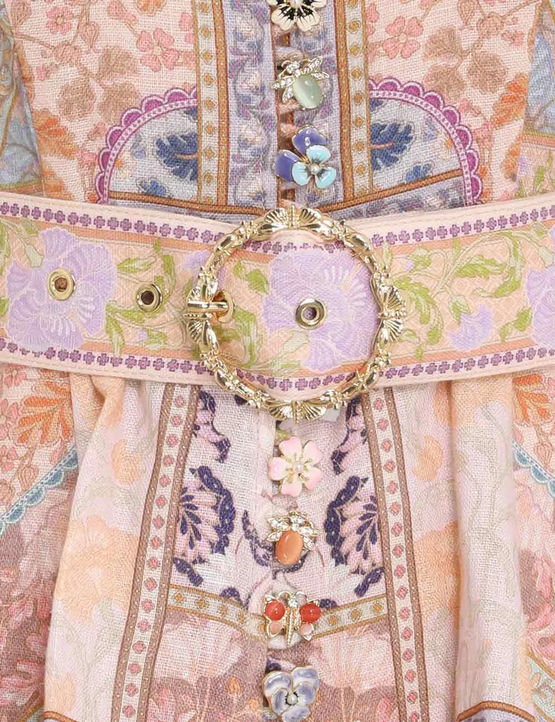 Zimmermann Stargazer Kaleidoscope Buttoned Mini Dress Multi Swirl Floral Print Size 2 / AU 12 for rent on The Volte - main image