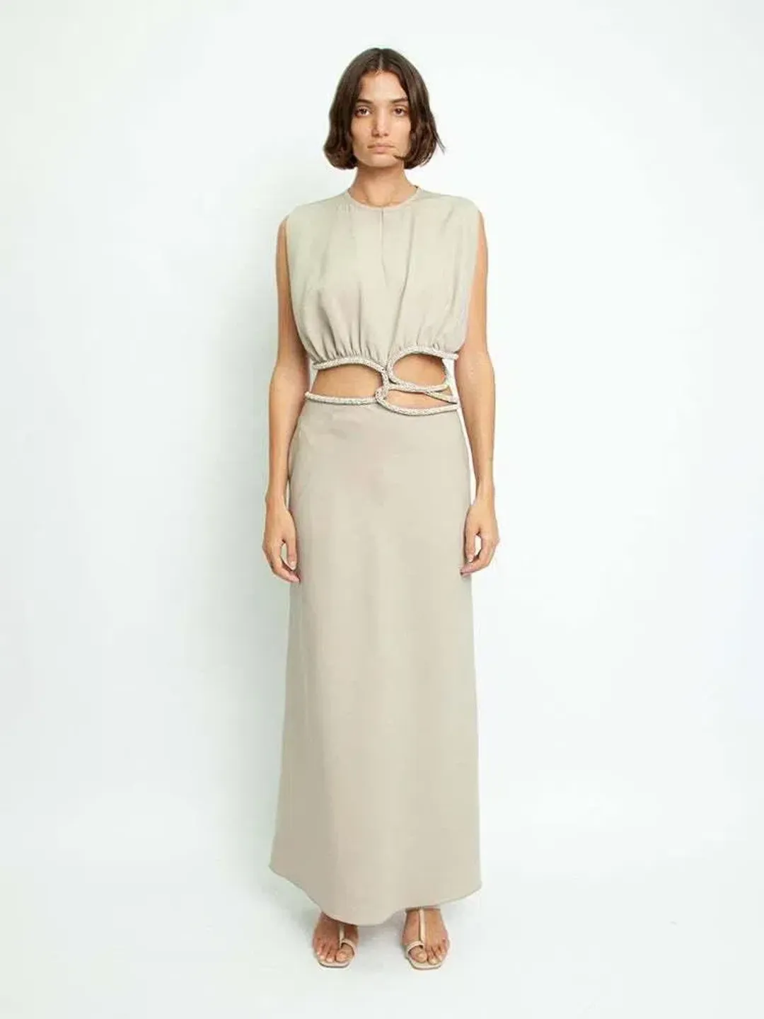 Christopher Esber Crystal Interweave Dress Beige Size 4 for rent on The Volte - main image