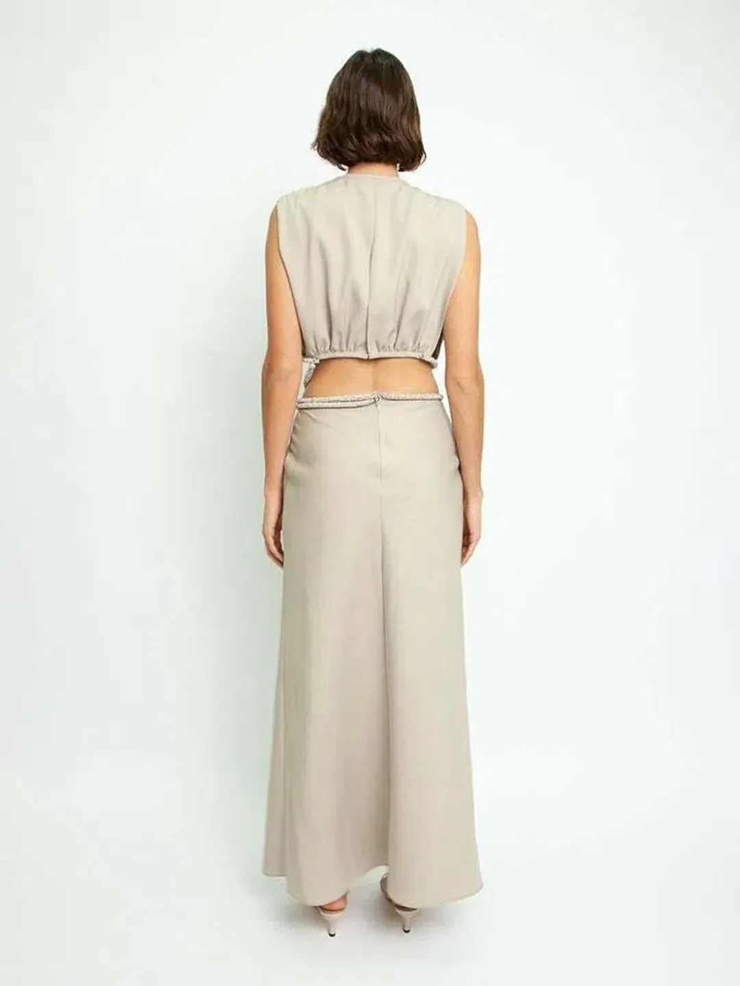 Christopher Esber Crystal Interweave Dress Beige Size 4 for rent on The Volte - main image