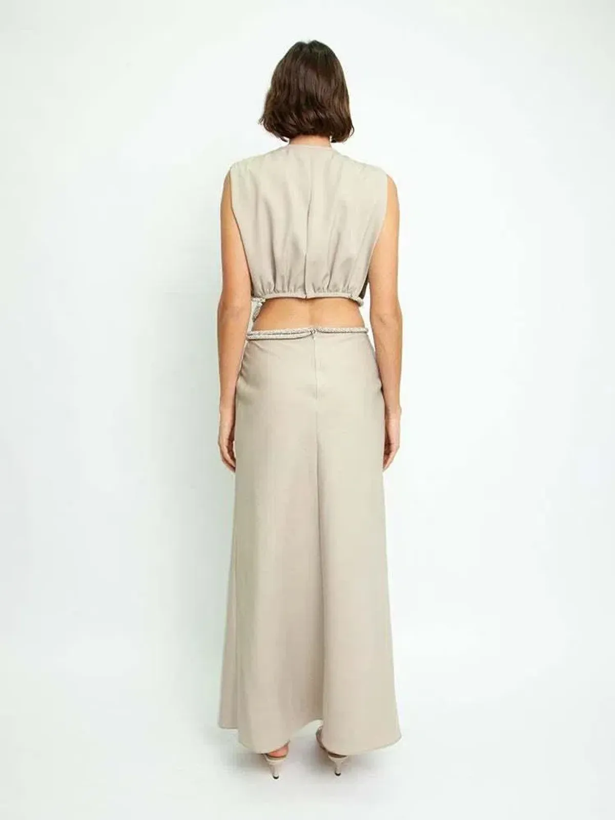 Christopher Esber Crystal Interweave Dress Beige Size 4 - Image 2