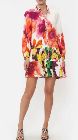 Camilla Pretty As A Poppy Tiered Shirt Dress Print Size L for rent on The Volte - image 2