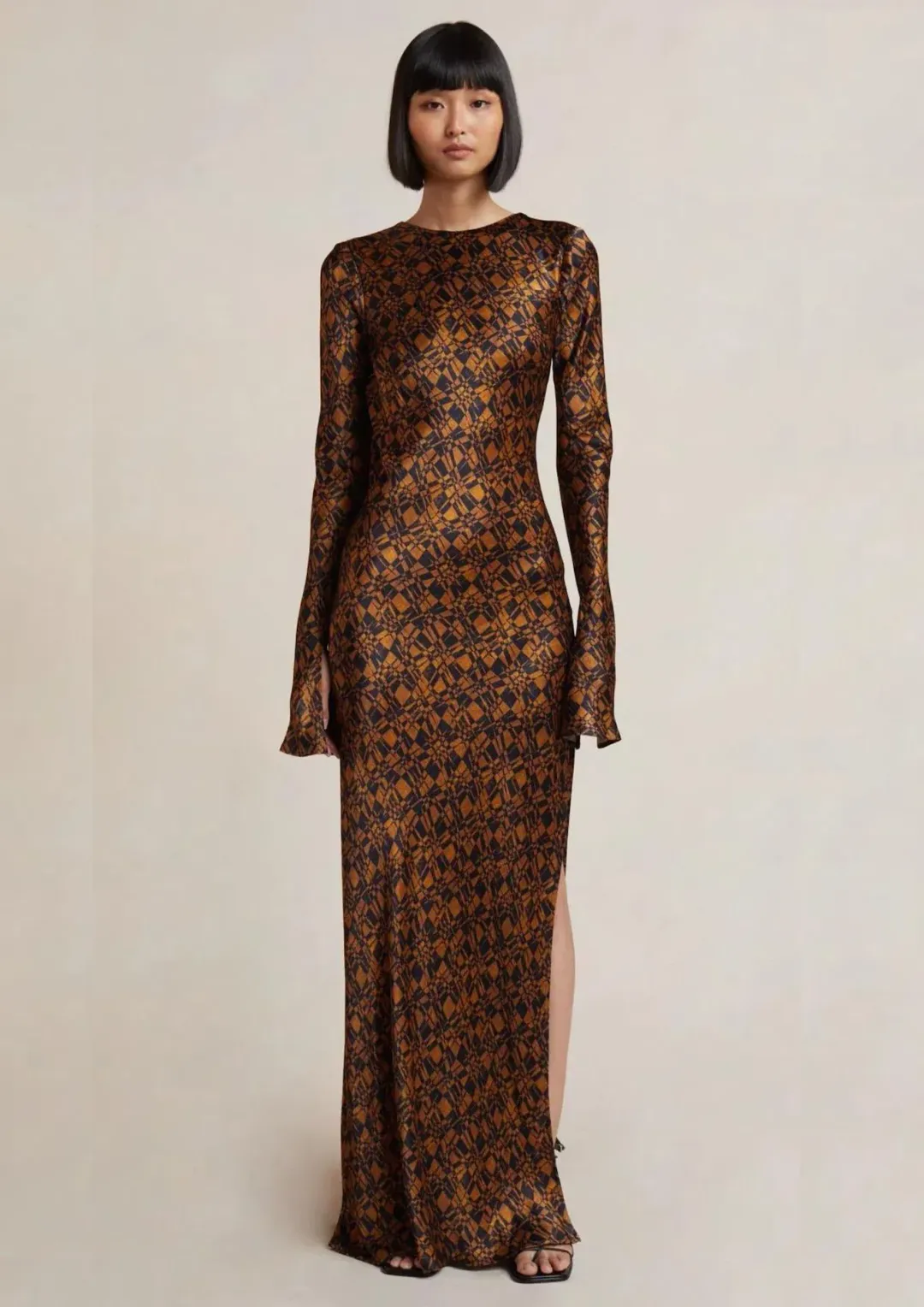 Bec & Bridge Checkmate Long Sleeve Maxi Dress Print Size 8 for rent on The Volte - main image