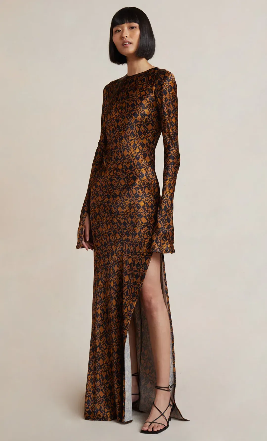 Bec & Bridge Checkmate Long Sleeve Maxi Dress Print Size 8 for rent on The Volte - main image