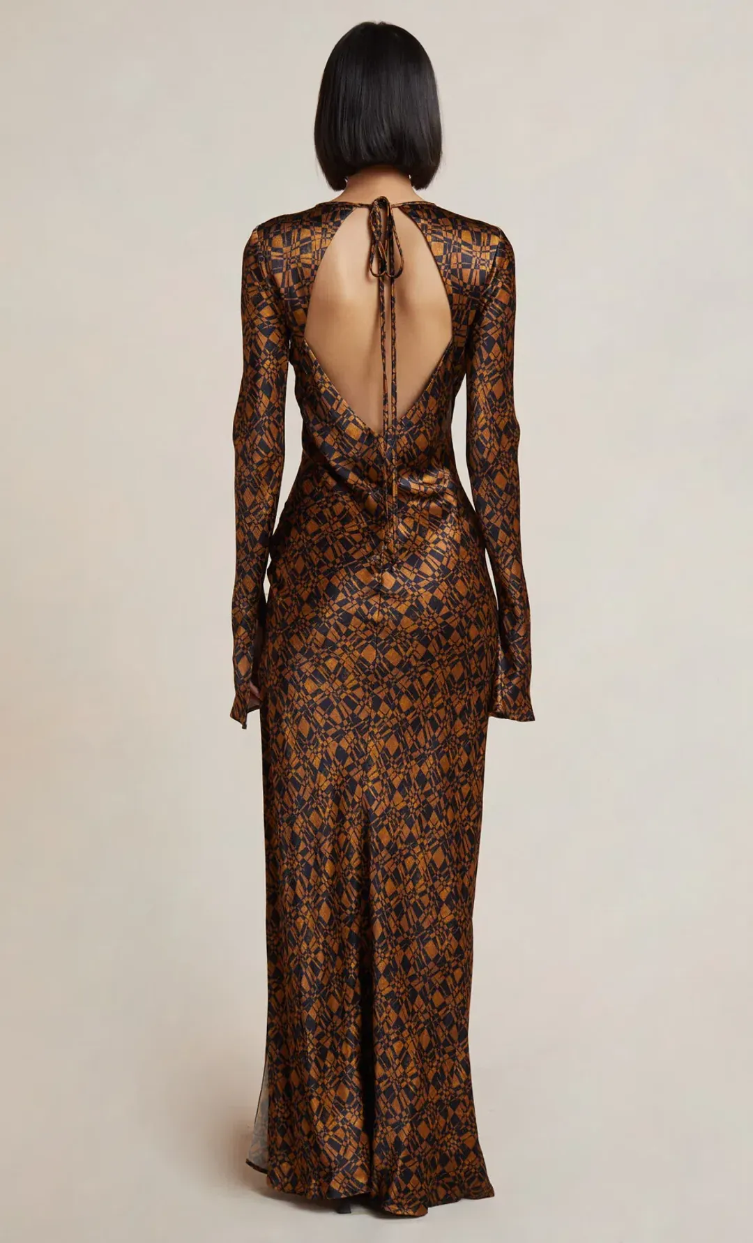 Bec & Bridge Checkmate Long Sleeve Maxi Dress Print Size 8 for rent on The Volte - main image