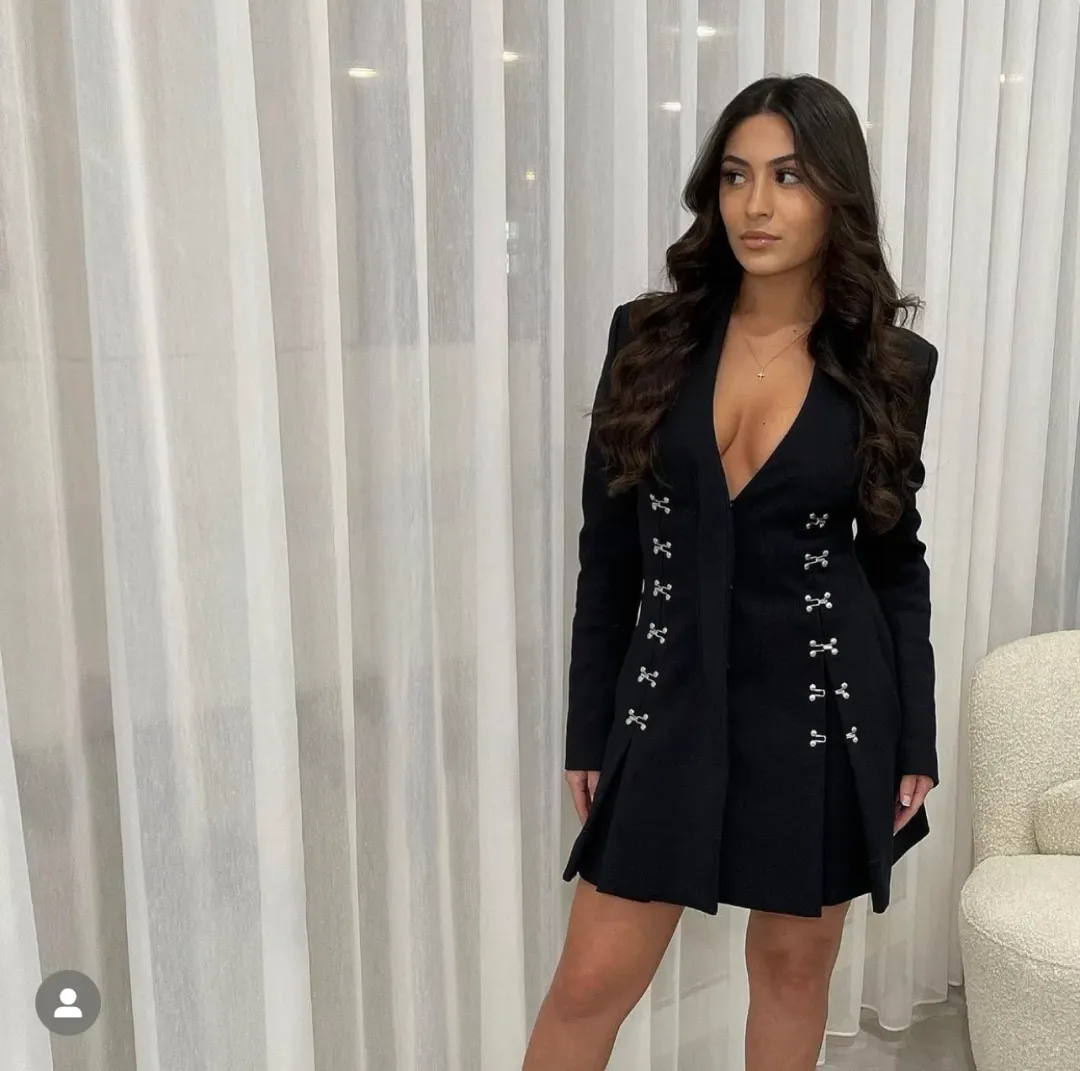 Dion Lee Accordion Pleat Blazer Mini Dress Black Size 6 for rent on The Volte - main image