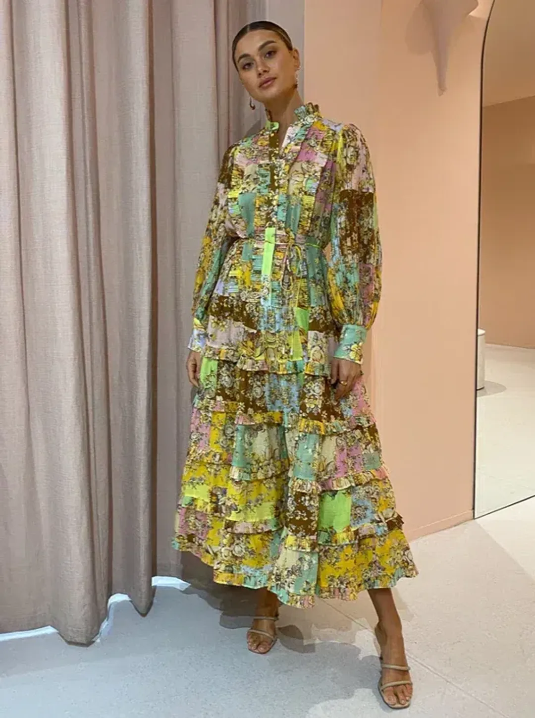 Alemais Matilde Pleated Shirtdress Print Size 6 for rent on The Volte - main image