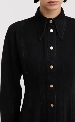 Scanlan Theodore Denim Cocoon Sleeve Mini Dress Black Size 6 for rent on The Volte - image 4