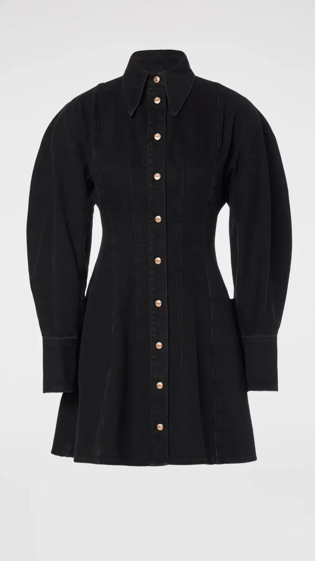 Scanlan Theodore Denim Cocoon Sleeve Mini Dress Black Size 6 for rent on The Volte - main image