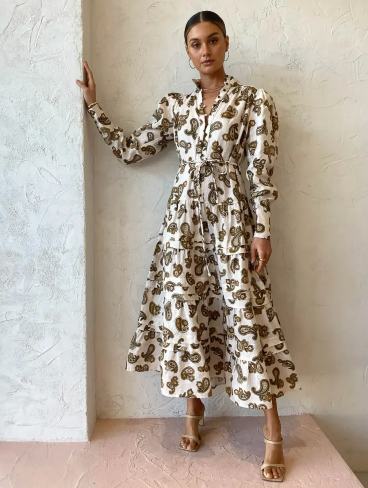 Alemais Mia Midi Dress in Cream Paisley Print Size 6 - Image 2