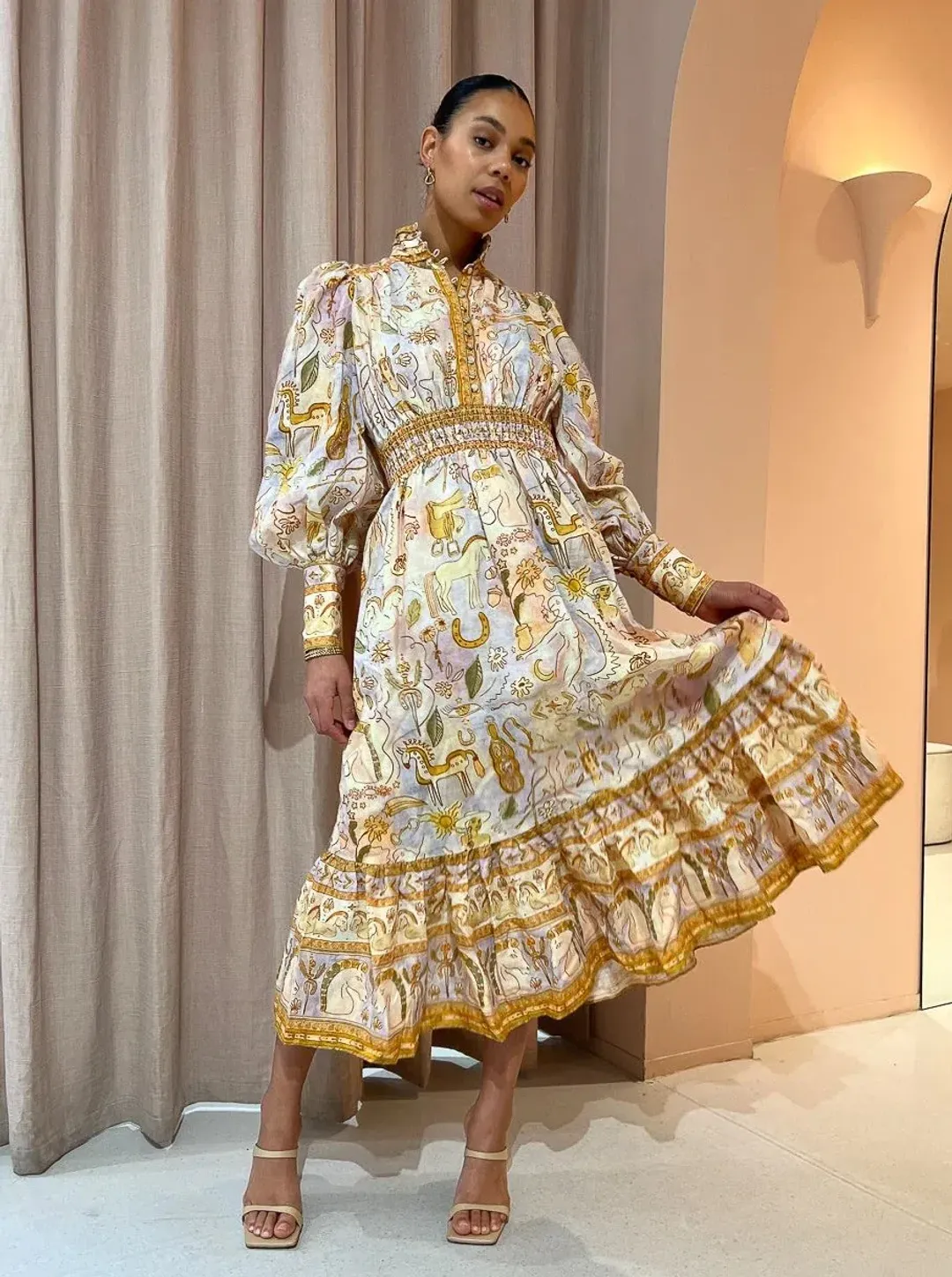 Alemais Solitaire Midi Dress Watercolour Print Size 12 for rent on The Volte - main image