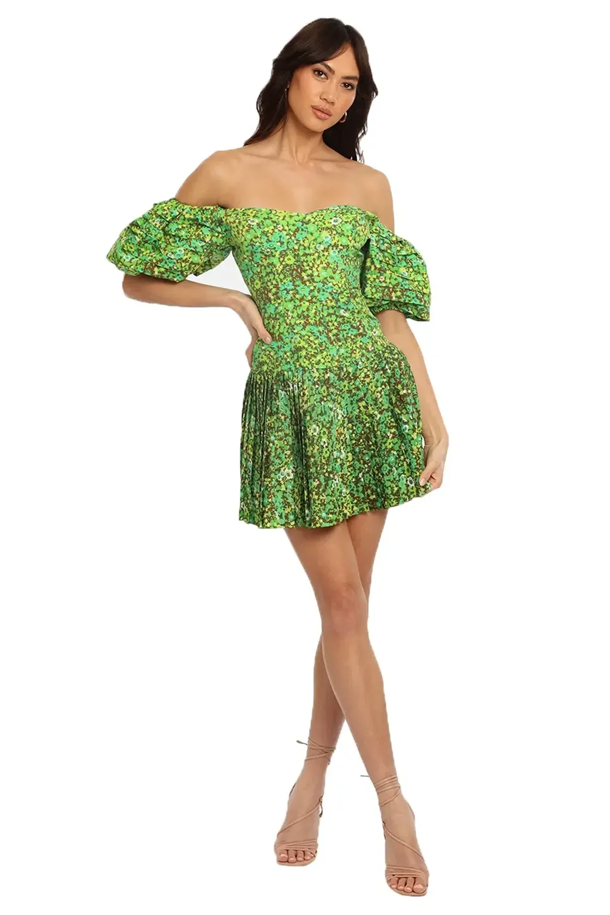 Alemais Phyllis Pleat Mini Dress Green Size 6 - Image 1