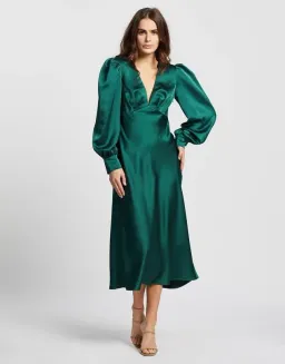 By Johnny Chloe Cross Back Midi Dress Army Green Size 8 for rent on The Volte - image 1