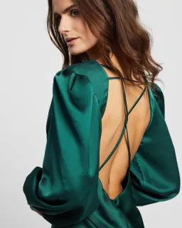 By Johnny Chloe Cross Back Midi Dress Army Green Size 8 for rent on The Volte - image 2