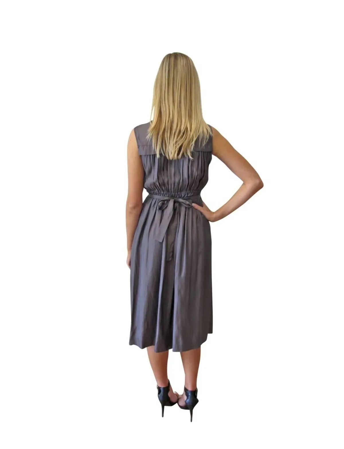 Scanlan Theodore V Neck Dress Grey Size 8 - Image 3