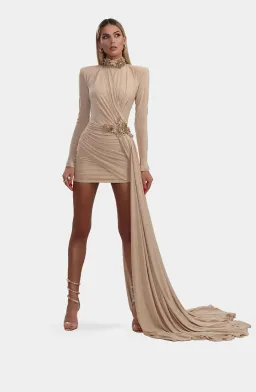 Albina Dyla Nude Stretch Shimmer Short Dress Size 12 for rent on The Volte - image 2