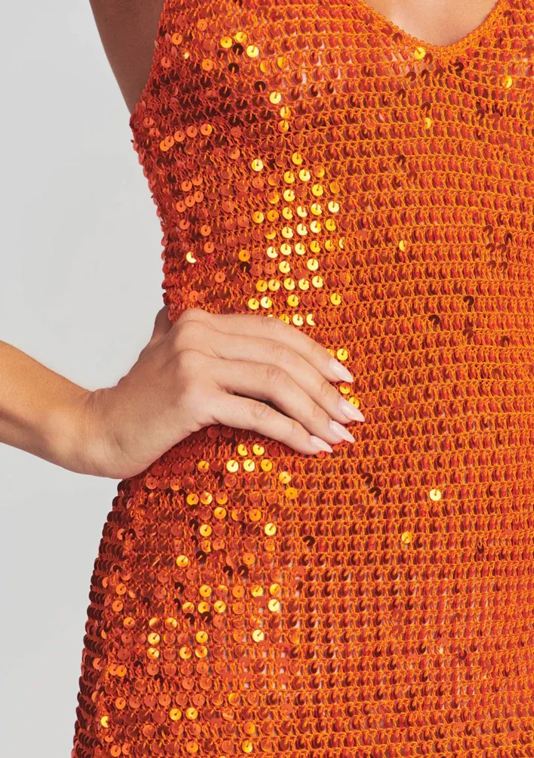 Retrofete Elliana Sequin Mini Dress Orange Size XS / Au 6 for rent on The Volte - main image