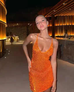 Retrofete Elliana Sequin Mini Dress Orange Size XS / Au 6 for rent on The Volte - image 5