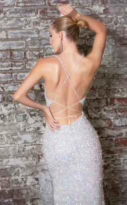 Mia Bella The Santa Fe Gown Silver sequin Size 10 for rent on The Volte - image 3