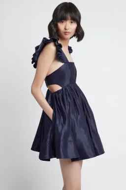 Aje Revitalise Frill Mini Dress Indigo Size 4 for rent on The Volte - image 4