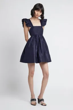 Aje Revitalise Frill Mini Dress Indigo Size 4 for rent on The Volte - image 1