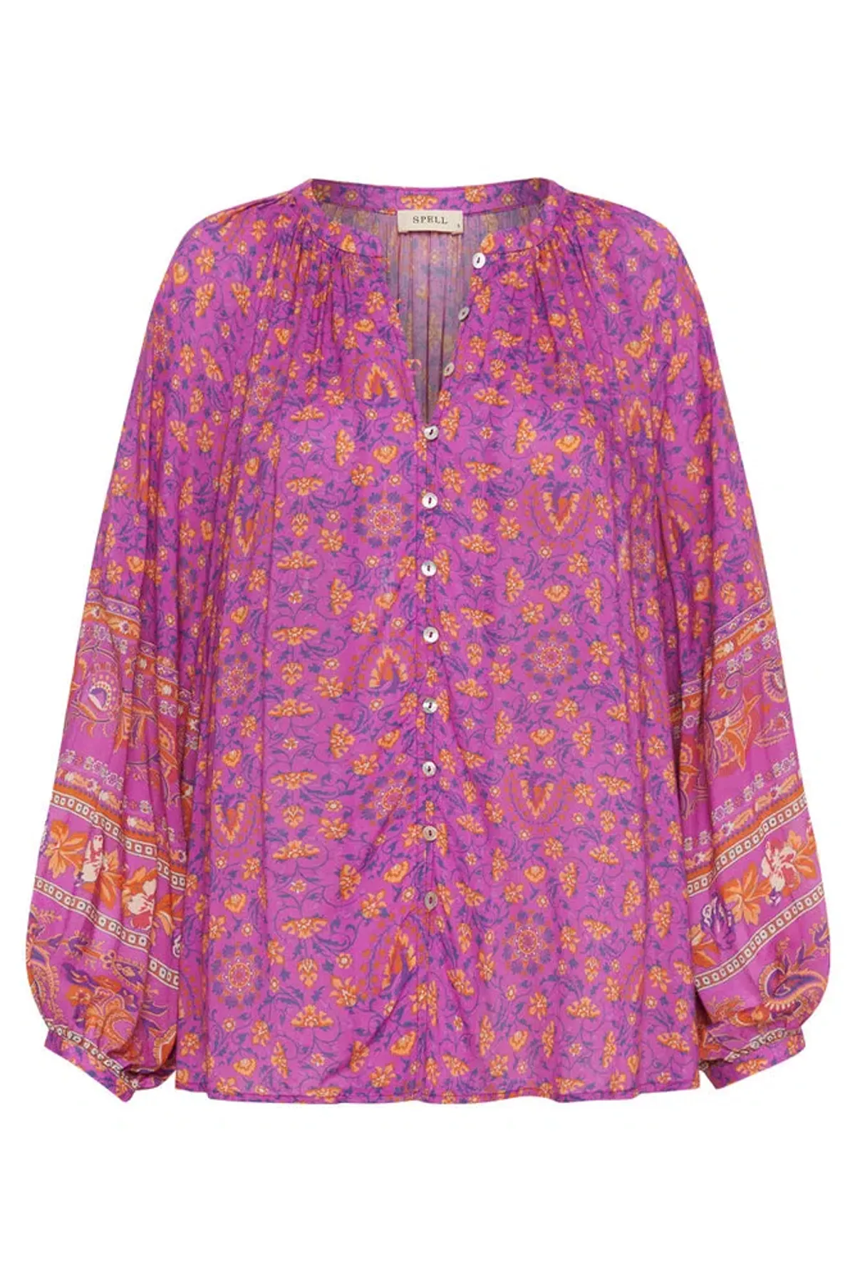 Spell Madame Peacock Blouse and Short Set Print Size M - Image 3
