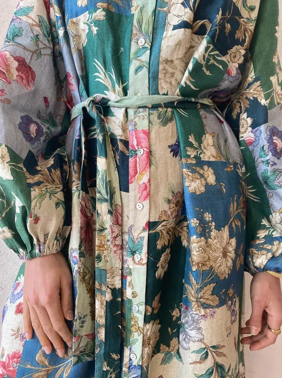 Alemais Loretta Patchwork Shirtdress Print Size 8 for rent on The Volte - main image