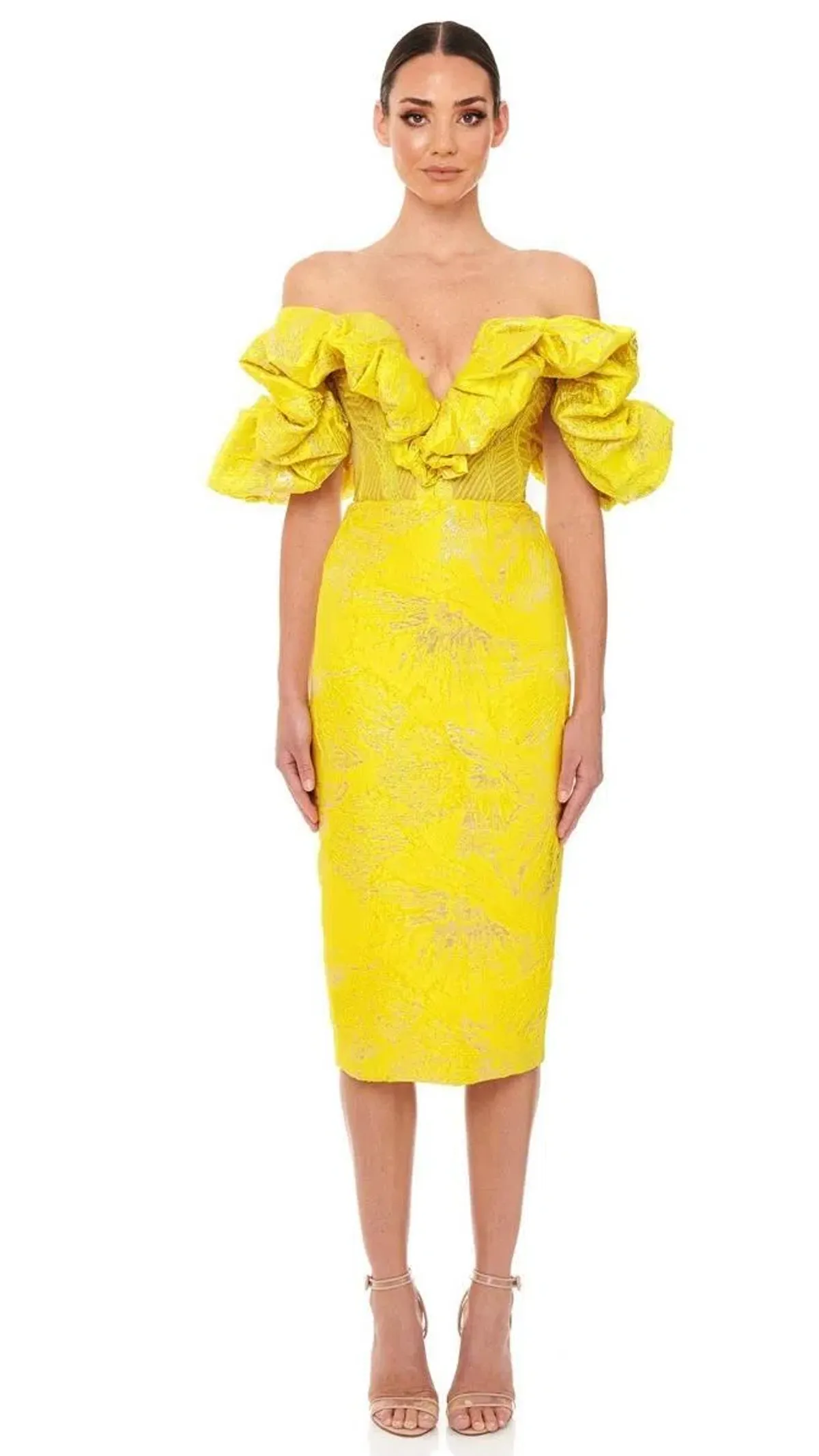 Eliya The Label Mayfair Midi Dress Yellow Size 12 - Image 1