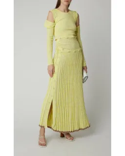 Christopher Esber Button Embellished Stretch Knit Maxi Dress Yellow Size 8 for rent on The Volte - image 1