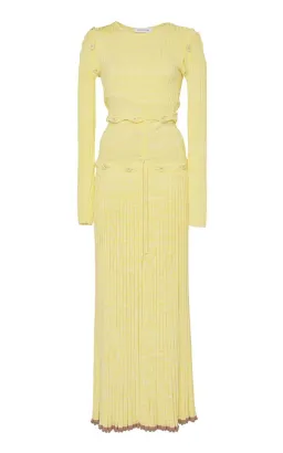 Christopher Esber Button Embellished Stretch Knit Maxi Dress Yellow Size 8 for rent on The Volte - image 3
