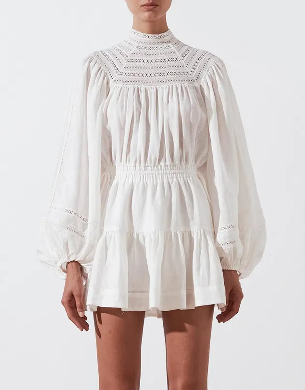 Shona Joy Lola High Neck Mini Dress White Size 8 - Image 1