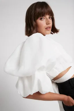 Aje Impression Cropped Tie Top White Size 8 for rent on The Volte - image 3